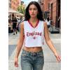 image:imageEXLURA Womens V Neck Graphic Print Crop Top Sleeveless Football Jersey Tank Top Y2K Sporty Summer Casual Shirt 2026 TrendyRed