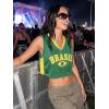 image:imageEXLURA Womens V Neck Graphic Print Crop Top Sleeveless Football Jersey Tank Top Y2K Sporty Summer Casual Shirt 2026 TrendyYellow
