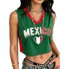 image:imageEXLURA Womens V Neck Graphic Print Crop Top Sleeveless Football Jersey Tank Top Y2K Sporty Summer Casual Shirt 2026 TrendyGreen