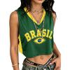image:imageEXLURA Womens V Neck Graphic Print Crop Top Sleeveless Football Jersey Tank Top Y2K Sporty Summer Casual Shirt 2026 TrendyYellow