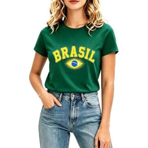 image:imageEXLURA Womens Cotton Graphic TShirts Short Sleeve Country Print Soccer Fan Tee National Pride Casual Summer Tops 2026 TrendyGreen