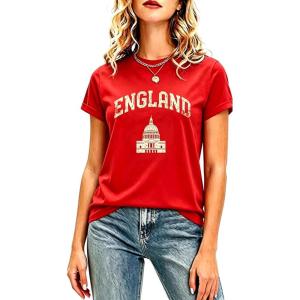 image:imageEXLURA Womens Cotton Graphic TShirts Short Sleeve Country Print Soccer Fan Tee National Pride Casual Summer Tops 2026 TrendyRed
