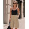 image:imageEXLURA Women Bermuda Shorts Knee Length Cotton Faux Linen Shorts Work Office Outfits Summer Beach High Waisted Shorts PocketsApricot