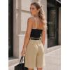 image:imageEXLURA Women Bermuda Shorts Knee Length Cotton Faux Linen Shorts Work Office Outfits Summer Beach High Waisted Shorts PocketsApricot