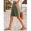 image:imageEXLURA Women Bermuda Shorts Knee Length Cotton Faux Linen Shorts Work Office Outfits Summer Beach High Waisted Shorts PocketsArmy Green