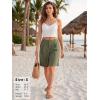 image:imageEXLURA Women Bermuda Shorts Knee Length Cotton Faux Linen Shorts Work Office Outfits Summer Beach High Waisted Shorts PocketsArmy Green