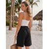 image:imageEXLURA Women Bermuda Shorts Knee Length Cotton Faux Linen Shorts Work Office Outfits Summer Beach High Waisted Shorts PocketsBlack