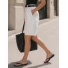 image:imageEXLURA Women Bermuda Shorts Knee Length Cotton Faux Linen Shorts Work Office Outfits Summer Beach High Waisted Shorts PocketsWhite