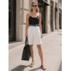 image:imageEXLURA Women Bermuda Shorts Knee Length Cotton Faux Linen Shorts Work Office Outfits Summer Beach High Waisted Shorts PocketsWhite