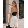 image:imageEXLURA Women Bermuda Shorts Knee Length Cotton Faux Linen Shorts Work Office Outfits Summer Beach High Waisted Shorts PocketsWhite