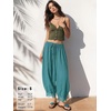 image:imageEXLURA Women Cotton Lace Trim Wide Leg Pants Summer Casual Cropped Drawstring Elastic Waist Lightweight Trousers with PocketsLake Blue