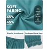 image:imageEXLURA Women Cotton Lace Trim Wide Leg Pants Summer Casual Cropped Drawstring Elastic Waist Lightweight Trousers with PocketsLake Blue