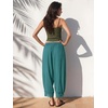 image:imageEXLURA Women Cotton Lace Trim Wide Leg Pants Summer Casual Cropped Drawstring Elastic Waist Lightweight Trousers with PocketsLake Blue