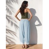 image:imageEXLURA Women Cotton Lace Trim Wide Leg Pants Summer Casual Cropped Drawstring Elastic Waist Lightweight Trousers with PocketsLight Blue