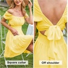 image:imageEXLURA Womens 2026 Summer Short Puff Sleeve Casual Short Mini Dresses Tie Back Square Neck ALine SundressYellow