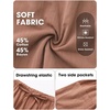 image:imageEXLURA Womens Cotton Faux Linen Gingham Barrel Capri Pants Plaid Palazzo Trousers Harem Pants Pockets Summer Beach VacationCoffee