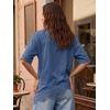 image:imageEXLURA Womens Summer Oversized Lace Trim T Shirts 2026 Casual Half Sleeve Asymmetrical Hem Tops Loose Crewneck Tunic BlouseBlue