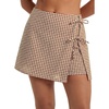 image:imageEXLURA Womens High Waisted Gingham Skort ALine Wrap Mini Skirt with Shorts Side Tie Cotton Plaid Skorts Summer Outfits 2026 Brown