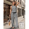 image:imageEXLURA Womens Cotton Summer 2 Piece Outfits Striped Halter Tops Matching Wide Leg Pant Sets Lounge Tracksuits Vacation TravelBlack