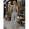 image:imageEXLURA Womens Cotton Summer 2 Piece Outfits Striped Halter Tops Matching Wide Leg Pant Sets Lounge Tracksuits Vacation TravelBlack