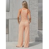 image:imageEXLURA Womens Cotton Summer 2 Piece Outfits Striped Halter Tops Matching Wide Leg Pant Sets Lounge Tracksuits Vacation TravelOrange