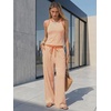 image:imageEXLURA Womens Cotton Summer 2 Piece Outfits Striped Halter Tops Matching Wide Leg Pant Sets Lounge Tracksuits Vacation TravelOrange