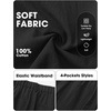 image:imageEXLURA Womens Faux Linen Barrel Pants Baggy Wide Leg Palazzo Pant Summer Cotton Lightweight Elastic Waist Trousers PocketsBlack