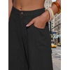image:imageEXLURA Womens Faux Linen Barrel Pants Baggy Wide Leg Palazzo Pant Summer Cotton Lightweight Elastic Waist Trousers PocketsBlack