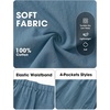 image:imageEXLURA Womens Faux Linen Barrel Pants Baggy Wide Leg Palazzo Pant Summer Cotton Lightweight Elastic Waist Trousers PocketsBlue