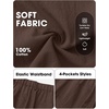 image:imageEXLURA Womens Faux Linen Barrel Pants Baggy Wide Leg Palazzo Pant Summer Cotton Lightweight Elastic Waist Trousers PocketsBrown