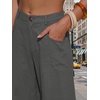 image:imageEXLURA Womens Faux Linen Barrel Pants Baggy Wide Leg Palazzo Pant Summer Cotton Lightweight Elastic Waist Trousers PocketsGrey