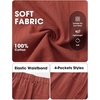 image:imageEXLURA Womens Faux Linen Barrel Pants Baggy Wide Leg Palazzo Pant Summer Cotton Lightweight Elastic Waist Trousers PocketsMaroon