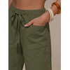 image:imageEXLURA Womens Faux Linen Striped Bermuda Shorts Casual Drawstring Elastic Waist Summer Vacation Beach Shorts with PocketsArmy Green