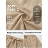 image:imageEXLURA Womens Faux Linen Striped Bermuda Shorts Casual Drawstring Elastic Waist Summer Vacation Beach Shorts with PocketsBeige