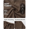 image:imageEXLURA Womens Faux Linen Striped Bermuda Shorts Casual Drawstring Elastic Waist Summer Vacation Beach Shorts with PocketsCoffee