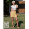 image:imageEXLURA Womens High Waisted Gingham Skort ALine Wrap Mini Skirt with Shorts Side Tie Cotton Plaid Skorts Summer Outfits 2026 Yellow