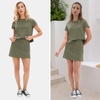 image:imageEXLURA Womens Summer 2 Piece Short Skirt Sets Cotton Short Sleeve Tshirt Matching Tennis Skort Airport Travel Vacation OutfitArmy Green