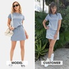 image:imageEXLURA Womens Summer 2 Piece Short Skirt Sets Cotton Short Sleeve Tshirt Matching Tennis Skort Airport Travel Vacation OutfitBlue