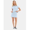image:imageEXLURA Womens Summer 2 Piece Short Skirt Sets Cotton Short Sleeve Tshirt Matching Tennis Skort Airport Travel Vacation OutfitLight Blue