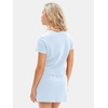 image:imageEXLURA Womens Summer 2 Piece Short Skirt Sets Cotton Short Sleeve Tshirt Matching Tennis Skort Airport Travel Vacation OutfitLight Blue