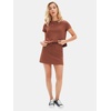 image:imageEXLURA Womens Summer 2 Piece Short Skirt Sets Cotton Short Sleeve Tshirt Matching Tennis Skort Airport Travel Vacation OutfitLight Coffee