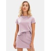 image:imageEXLURA Womens Summer 2 Piece Short Skirt Sets Cotton Short Sleeve Tshirt Matching Tennis Skort Airport Travel Vacation OutfitLight Purple