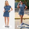 image:imageEXLURA Womens Summer 2 Piece Short Skirt Sets Cotton Short Sleeve Tshirt Matching Tennis Skort Airport Travel Vacation OutfitNavy Blue