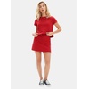 image:imageEXLURA Womens Summer 2 Piece Short Skirt Sets Cotton Short Sleeve Tshirt Matching Tennis Skort Airport Travel Vacation OutfitRed