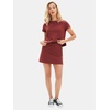 image:imageEXLURA Womens Summer 2 Piece Short Skirt Sets Cotton Short Sleeve Tshirt Matching Tennis Skort Airport Travel Vacation OutfitWine Red