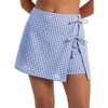 image:imageEXLURA Womens High Waisted Gingham Skort ALine Wrap Mini Skirt with Shorts Side Tie Cotton Plaid Skorts Summer Outfits 2026 Blue