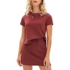 image:imageEXLURA Womens Summer 2 Piece Short Skirt Sets Cotton Short Sleeve Tshirt Matching Tennis Skort Airport Travel Vacation OutfitWine Red
