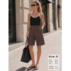image:imageEXLURA Women Bermuda Shorts Knee Length Cotton Faux Linen Shorts Work Office Outfits Summer Beach High Waisted Shorts PocketsCoffee