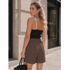 image:imageEXLURA Women Bermuda Shorts Knee Length Cotton Faux Linen Shorts Work Office Outfits Summer Beach High Waisted Shorts PocketsCoffee