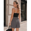image:imageEXLURA Women Bermuda Shorts Knee Length Cotton Faux Linen Shorts Work Office Outfits Summer Beach High Waisted Shorts PocketsGrey